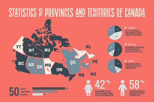 Karta Kanada Affisch Karta Över Kanadas Provinser Och Territorier Svartvit — Stock vektor