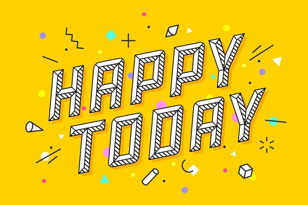 Feliz Hoy Tarjeta Felicitación Banner Dibujo Estilo Línea Con Texto — Vector de stock