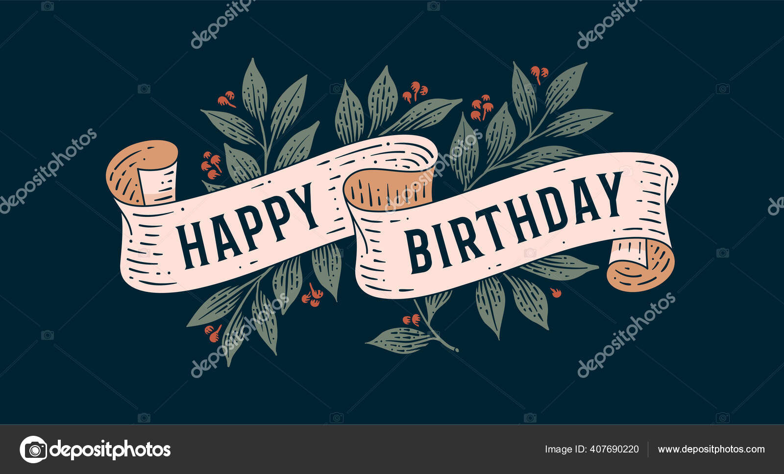 生日快乐happy Birthday Day 复古贺卡与缎带和文字生日快乐雕刻风格的旧彩带横幅老式的老式彩带用来祝贺贺卡生日快乐病媒图解 生日快乐happy Birthday Day 复古贺卡与缎带和文字生日快乐雕刻风格的旧彩带横幅老式的老式彩带用来祝贺贺卡生日快乐病媒图解