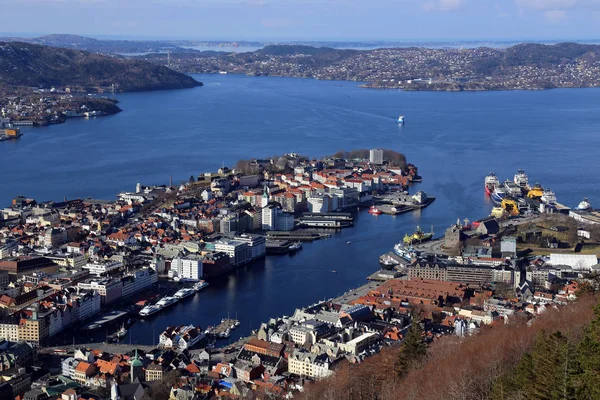 Mount Floyen Bergen, Norveç'te en üstten görüntülemek. 