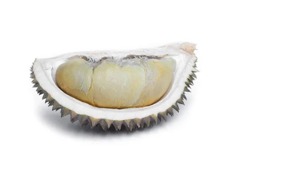 Durian Owoców Tropikalnych Dojrzałych Żółty Mięso Białym Tle — Zdjęcie stockowe