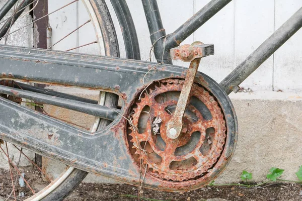 Vélo Antique Cassé Vieux Pourriture Rouille — Photo