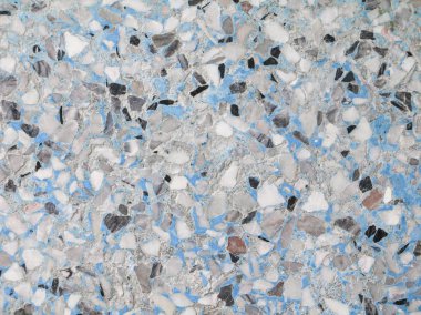 Doku, Terrazzo mermer yüzey zemin desen ve arka plan için mavi renk taş duvar