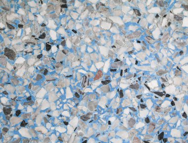 Doku, Terrazzo mermer yüzey zemin desen ve arka plan için mavi renk taş duvar