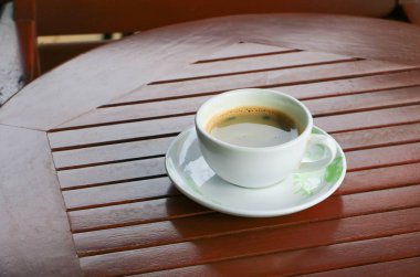 ahşap zemin zemin üzerine kahve espresso