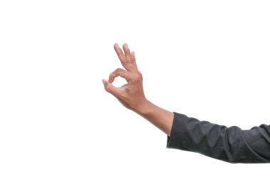 ok işareti beyaz arka plan üzerinde gösterilen işadamı el