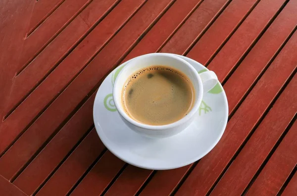 Caffè Espresso Sullo Sfondo Del Pavimento Legno — Foto Stock