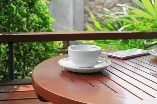 Taza Café Fondo Del Suelo Madera —  Fotos de Stock