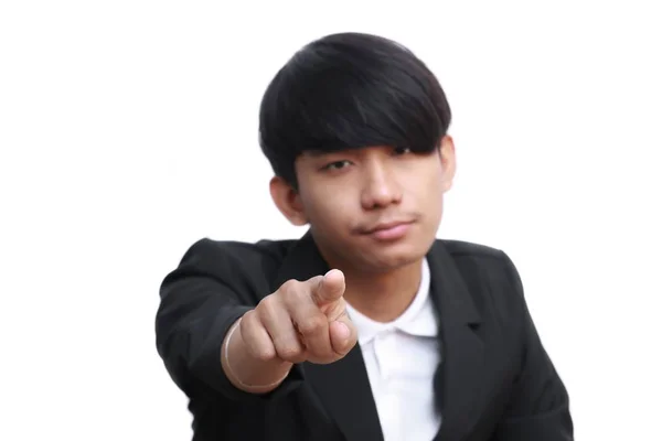 Handsome Business Man Wagging Finger White Background — Stock Photo, Image