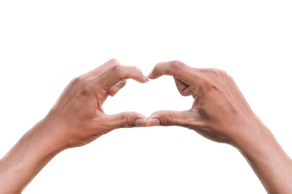 Hand Heart Shape Showing Love White Background — Stock Photo, Image