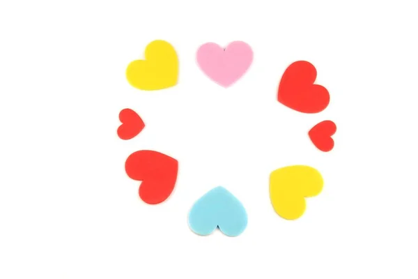 Coeur Multicolore Sur Fond Blanc Concept Saint Valentin Avec Espace — Photo