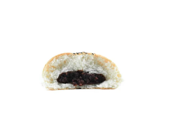 Brood Gevuld Met Zwarte Bonen Witte Achtergrond — Stockfoto