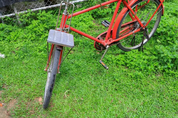Kerékpár Piros Klasszikus Vintage Régi Szép Példányt Helyet Szöveg Hozzáadása — Stock Fotó