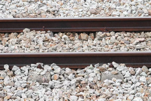 Bahngleise Auf Schotter Für Zugverkehr — Stockfoto