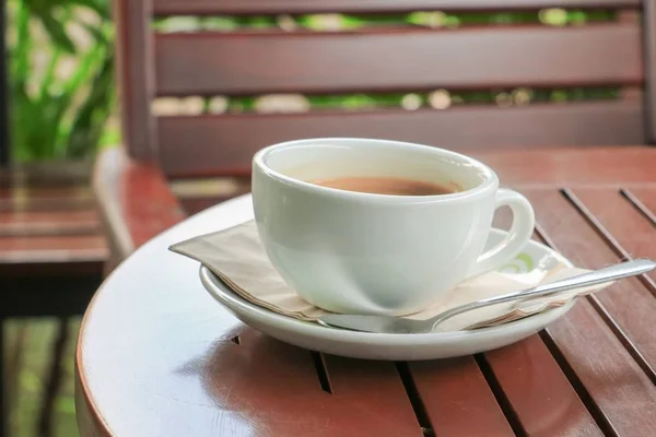 Café Taza Sobre Fondo Madera — Foto de Stock