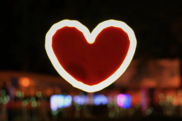 Światła Bokeh Kształt Serca Nocy Piękne Koncepcja Tło Valentine Day — Zdjęcie stockowe