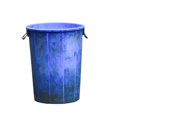 Trashcan Blue Plastic Recycle Bin Isolated White Background Clipping Path — Stock Photo, Image