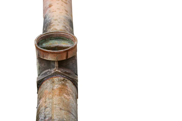 Трубы Трубы Стальные Ветхие Ржавый Старый Изолированный Белом Фоне Обрезка — стоковое фото