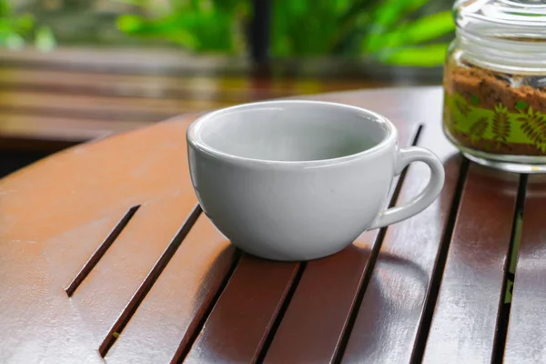 Csésze Kávé Padló Háttér Kiválasztása Összpontosít Val Sekély Mélység Ból — Stock Fotó