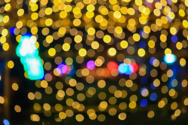 Nacht Licht Golden Abstrakt Weihnachten Bokeh Bunt Schön Hintergrund Mit — Stockfoto