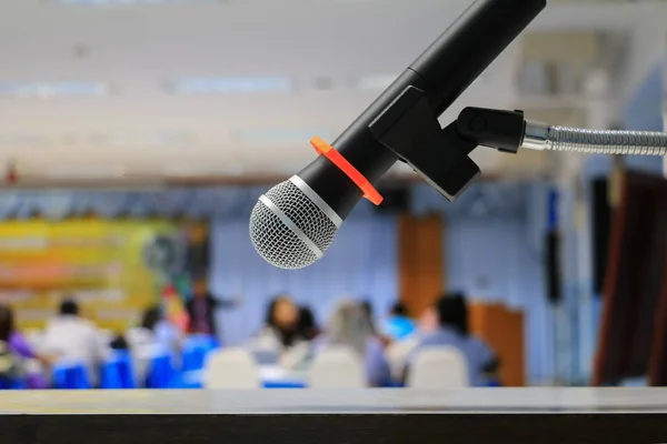 Microphone Close Conference Room Select Focus Shallow Depth Field — стоковое фото