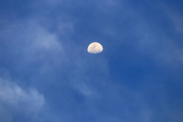 Луна Красивая Голубом Небе Пространством Копирования Текста — стоковое фото