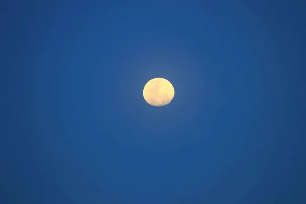 Lua Bonita Céu Azul Com Espaço Cópia Para Texto — Fotografia de Stock