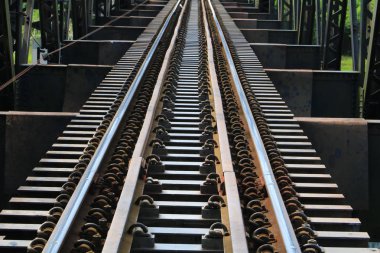 Demiryolu Köprüsü nehrin sığ derinlik-in tarla ile odak seçin.