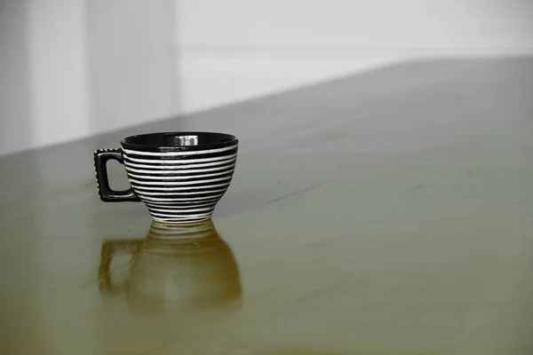 Tasse Café Sur Fond Table Bois — Photo