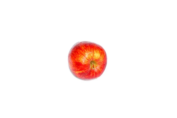 Äpple Röd Och Vatten Dropp Vit Bakgrund Med Kopia Utrymme — Stockfoto