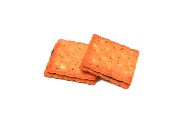 Cookies Bröd Square Två Vit Bakgrund — Stockfoto