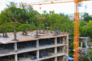 yüksek site işyeri binasında çalışan inşaat bulanıklık