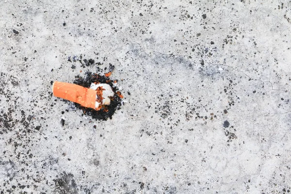 Cigarette Butt Cement Floor Smoking Bad Health Concept Non Smoking — Stock Photo, Image