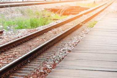 demiryolu parça eski ulaşım Tren İstasyonu günbatımı hafif sesi seçin odak alan sığ derinliği ile