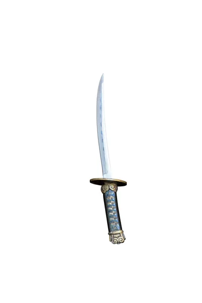 Espada Lâmina Aço Samurai Antigo Isolado Fundo Branco — Fotografia de Stock