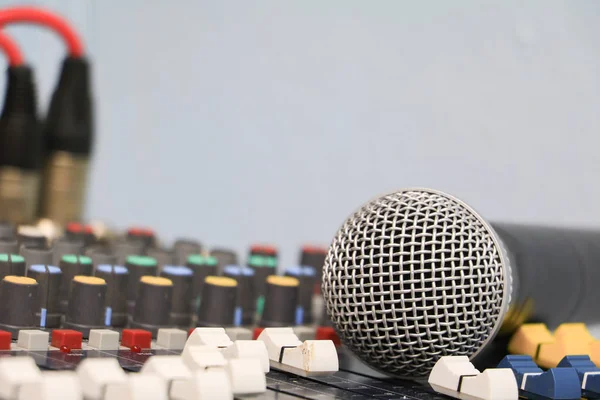 Close Microphone Wireless Sound Mixer Covered Dust — Stock Photo, Image