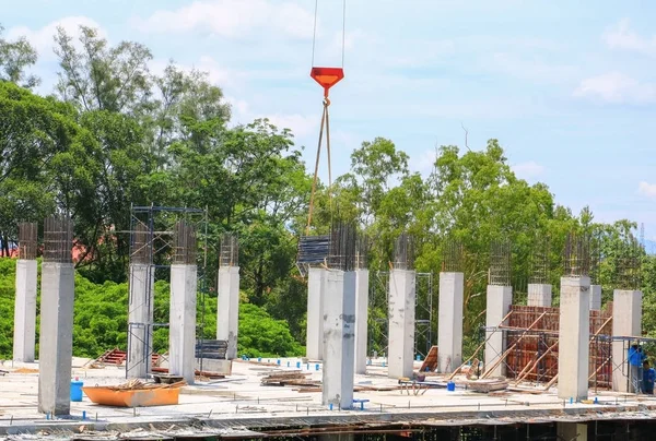 Construction Laborer Team Working High Ground Building Commercial Site Workplace — Stock Photo, Image