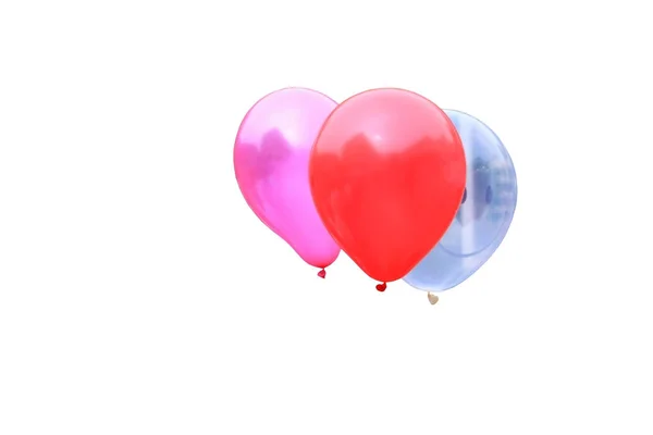 Μπαλόνι Κόκκινο Ροζ Μπλε Όμορφη Απομονωμένη Λευκό Φόντο Και Διαδρομή — Φωτογραφία Αρχείου
