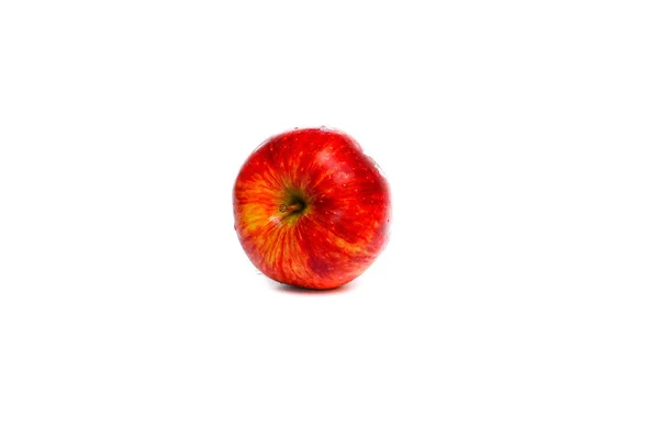 Manzana Roja Goteo Agua Sobre Fondo Blanco Con Espacio Para — Foto de Stock