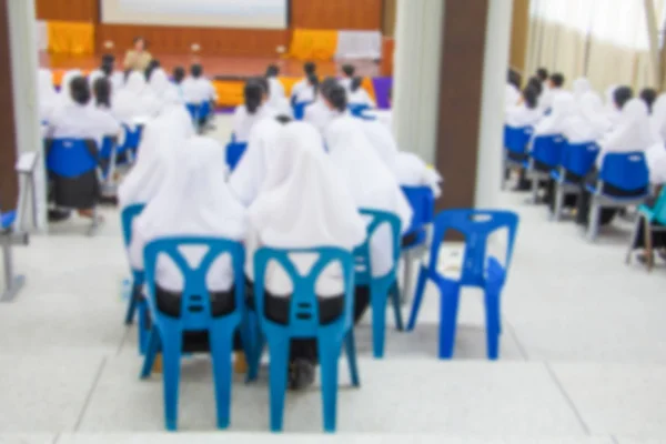 Desenfoque Los Estudiantes Musulmanes Seminario Profesores Sala Conferencias Que Tiene —  Fotos de Stock