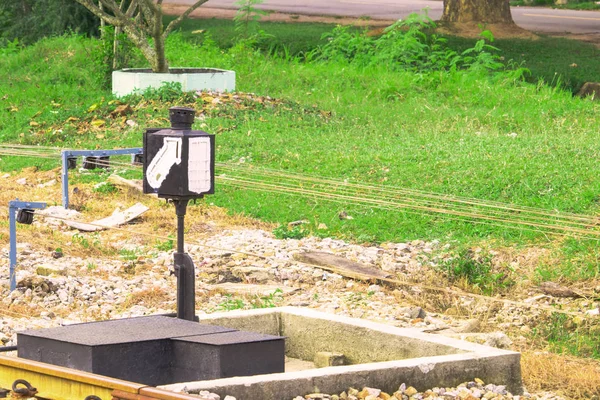 old operated railroad switch and signal  the traffic railway train