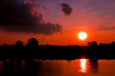 gökyüzü kırmızı rengi ve yapısı ağacında güzel günbatımı 