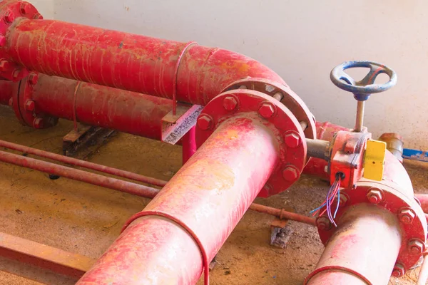 pipe system Old big plumbing  red which has dust dirty inside