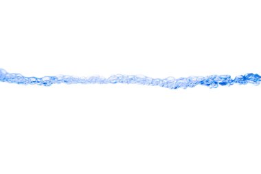 Su sıçrama mavi göstermek hareket hava kabarcıkları ile üzerine beyaz 