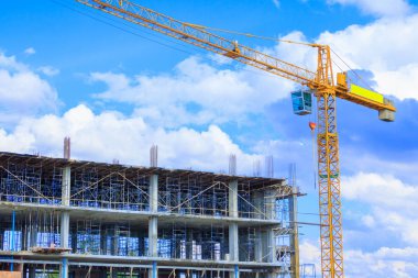 yüksek site inşa inşaat iş ve kule vinç çalışma 