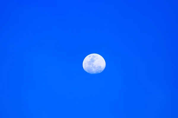 Lua bonita no céu azul — Fotografia de Stock