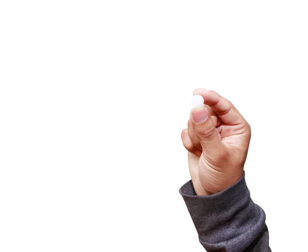 Píldoras de mano aisladas sobre fondo blanco —  Fotos de Stock