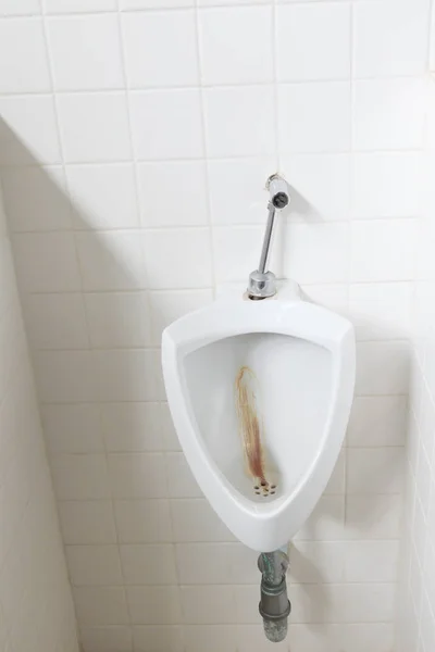 Туалет писсуар общественный белый в ванной комнате с копировальным местом добавить текст — стоковое фото