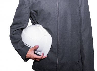 el mühendislik alt beyaz emniyet kask plastik holding. 