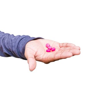 haplar beyaz arka plan üzerinde izole elinde erkek pembe 